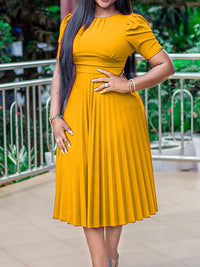 Indiebeautie Solid Pleated Midi Dress