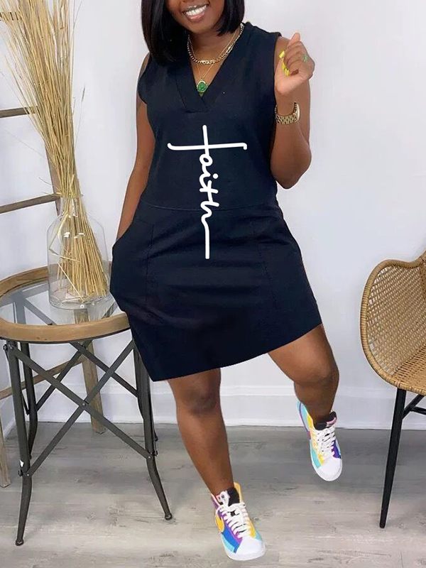 Indiebeautie Logo V-Neck Sleeveless Dress