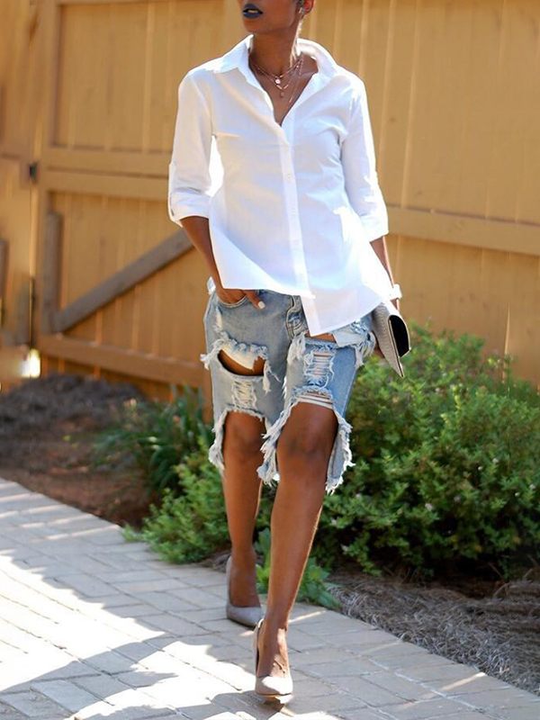 Ripped Bermuda Shorts