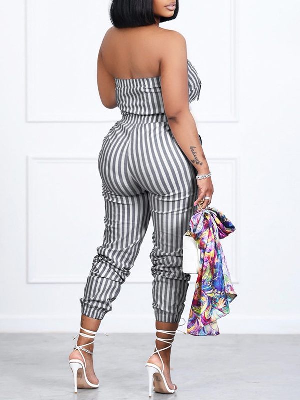 Stripe Strapless Jumpsuit--Clearance
