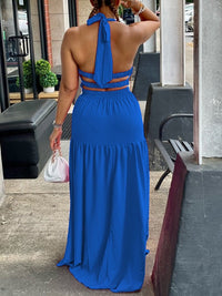 Halter Elastic-Waist Maxi Dress