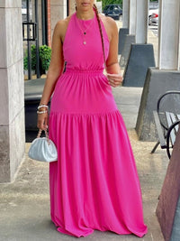 Halter Elastic-Waist Maxi Dress