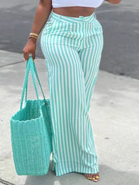 Indiebeautie Stripe Wide-Leg Pants