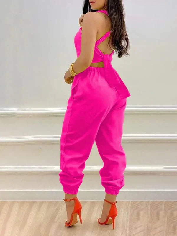 Tied Back Jogger Jumpsuit