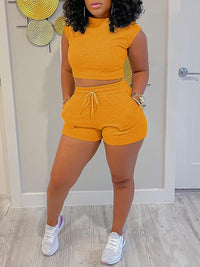 Solid Tank Top & Shorts Set--Clearance