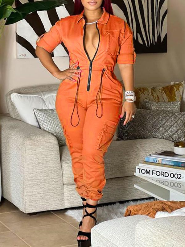 Indiebeautie Zip-Front Cargo Jumpsuit