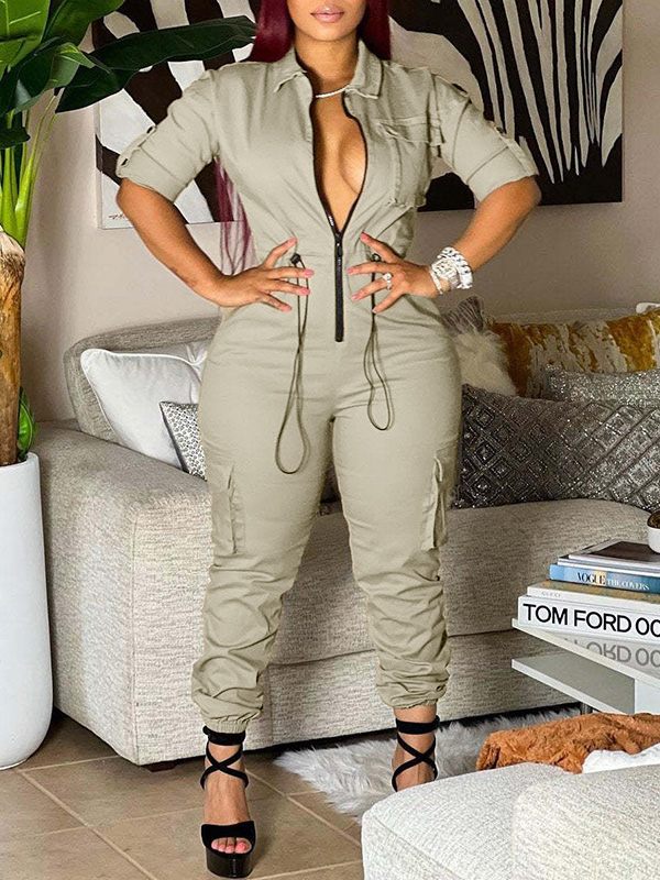 Indiebeautie Zip-Front Cargo Jumpsuit