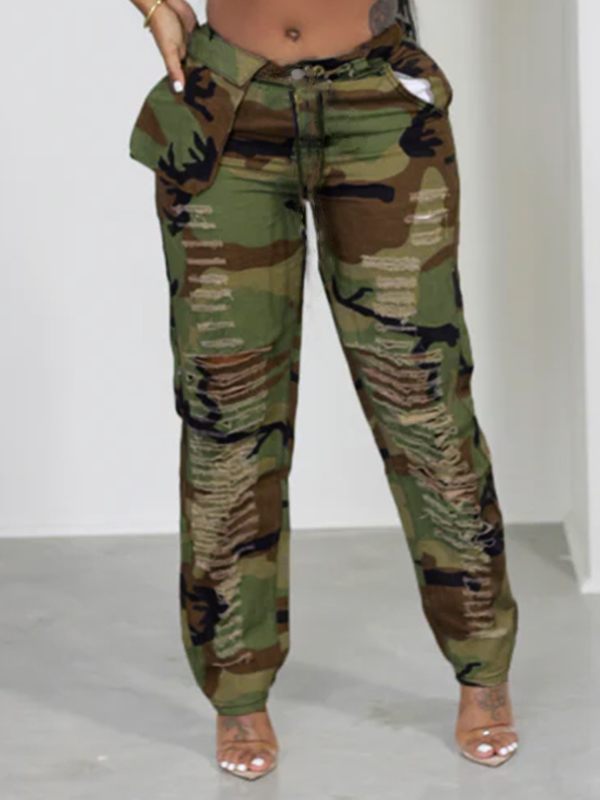indiebeautie Camo Ripped Pants