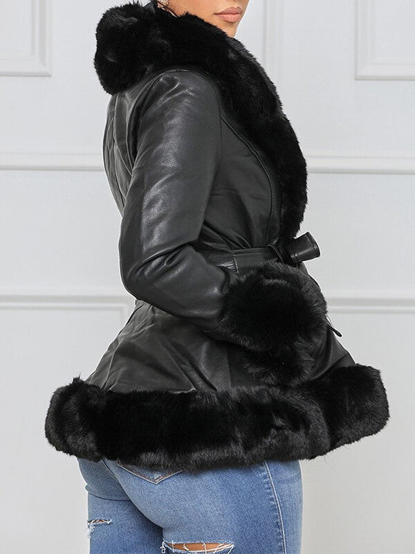 indiebeautie Faux Fur & Faux Leather Jacket