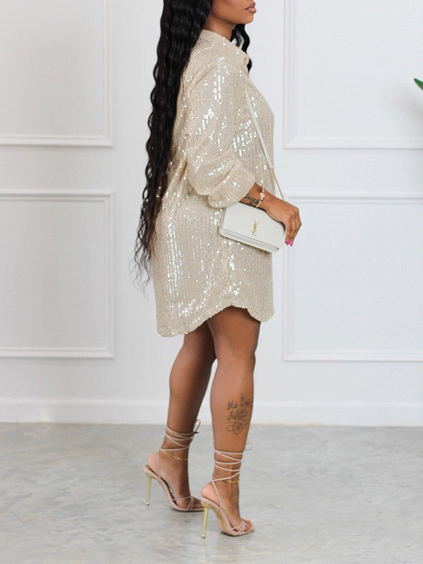 Indiebeautie Sequin Shirt Dress