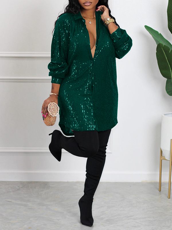 Indiebeautie Sequin Shirt Dress