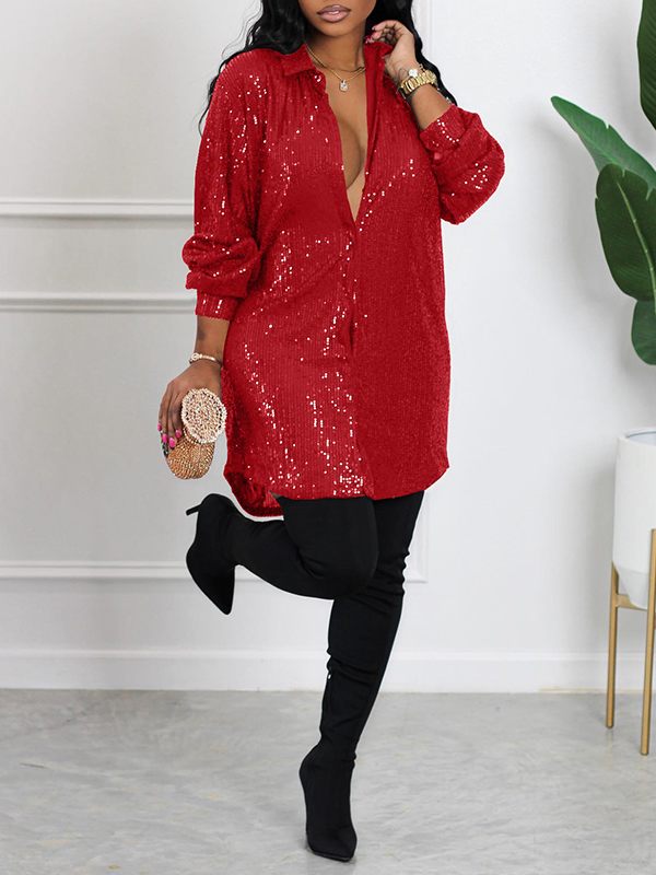 Indiebeautie Sequin Shirt Dress