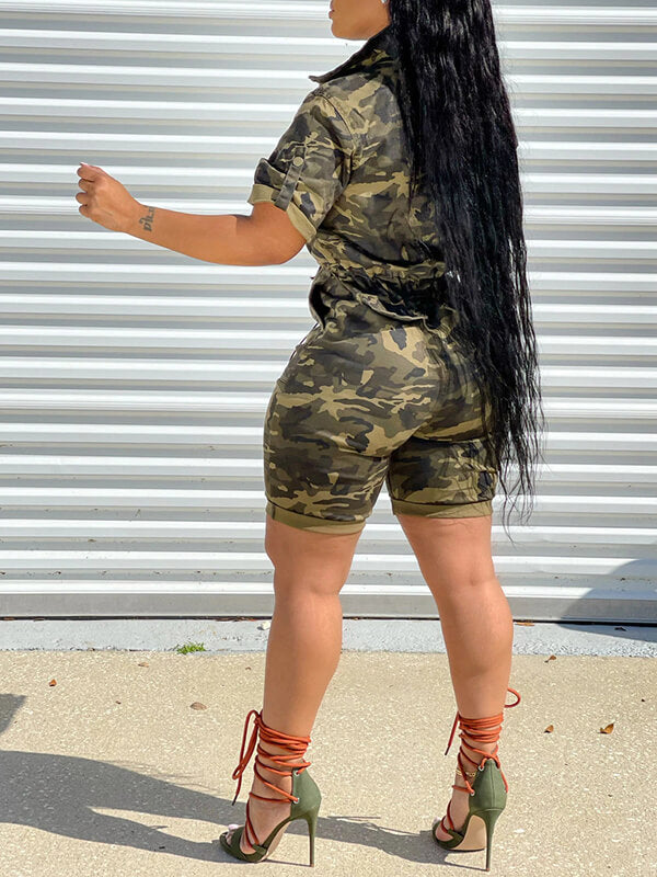 Camo Zip-Front Romper