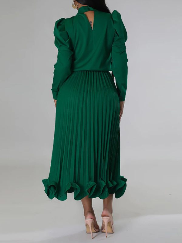 Indiebeautie Puff-Sleeve Top & Pleated Skirt Set