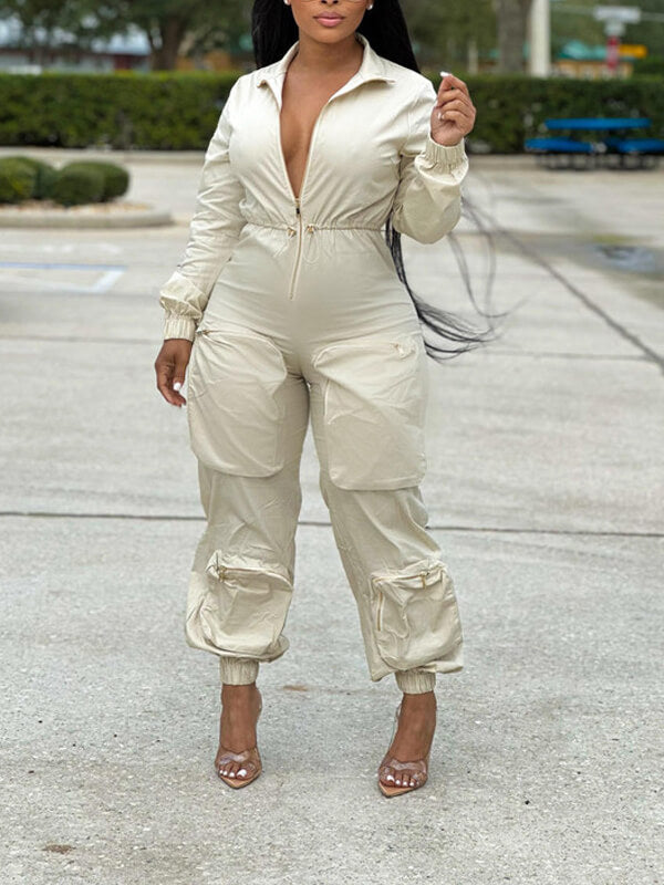 Indiebeautie Zip-Front Cargo Jumpsuit