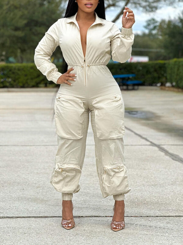 Indiebeautie Zip-Front Cargo Jumpsuit