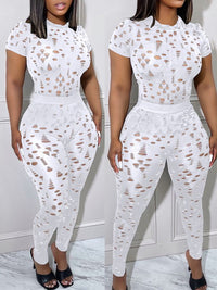 Indiebeautie Solid Ripped Top & Pants Set