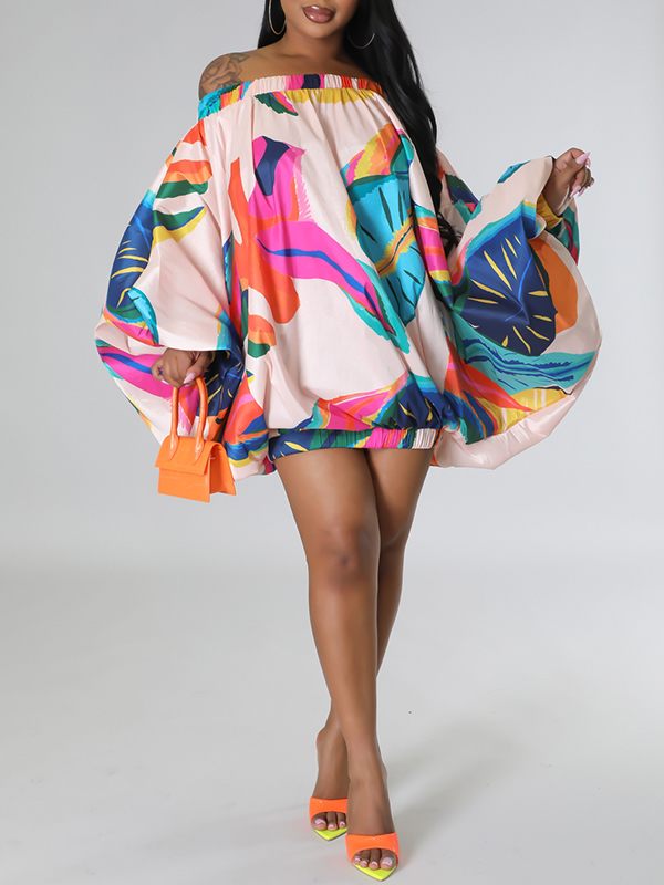 Indiebeautie Printed Off-Shoulder Parachute Dress