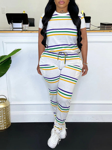 Stripe Tee & Jogger Pants Set--Clearance
