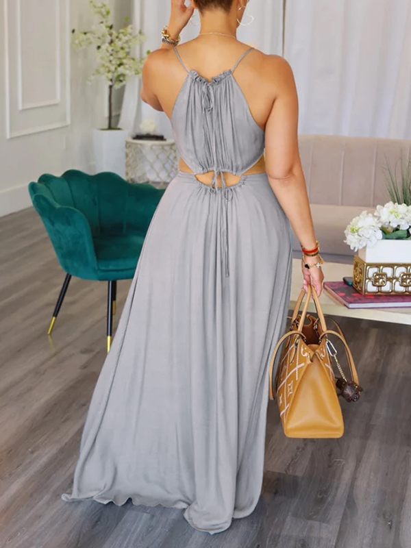 Indiebeautie Solid Lace-Up Cutout Dress