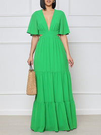 Indiebeautie V-Neck Cutout Maxi Dress