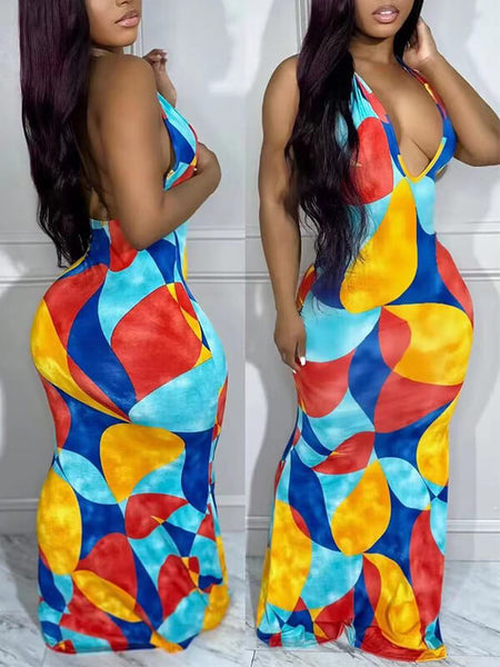 Indiebeautie Colorblock Halter Dress