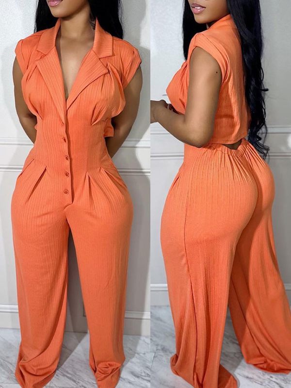 Indiebeautie Button-Front Cutout Jumpsuit