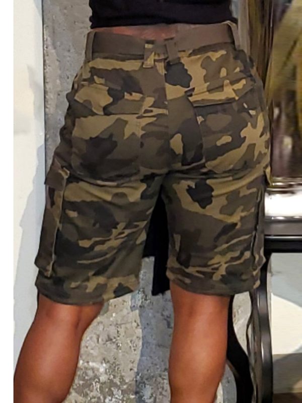 Drawstring Camo Cargo Shorts