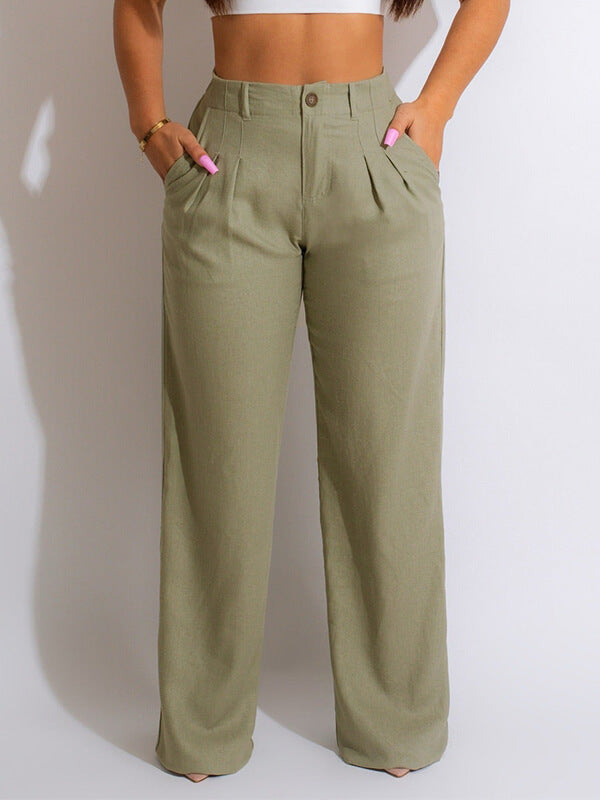 Indiebeautie Solid Straight-Leg Pants