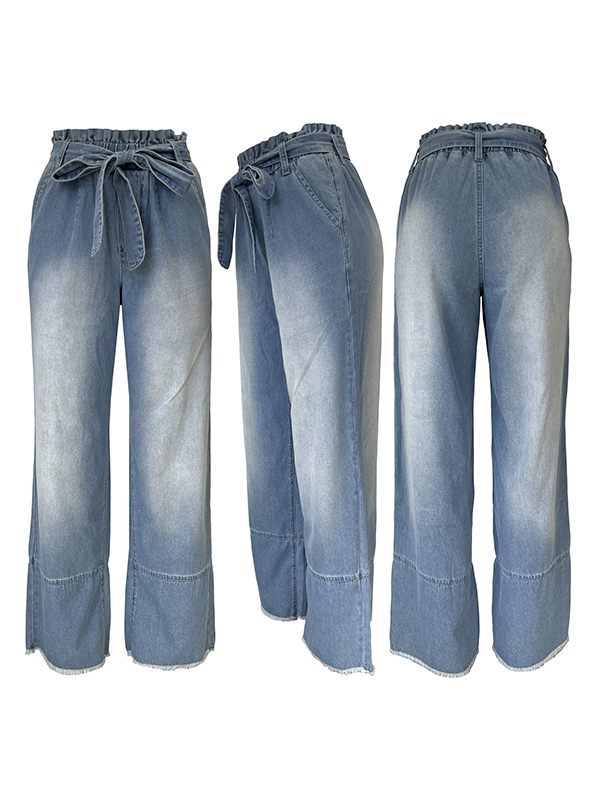 Indiebeautie Belted Wide-Leg Jeans
