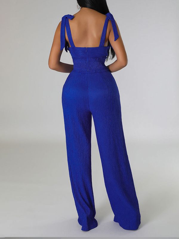 Solid Tie-Shoulder Jumpsuit--Clearance