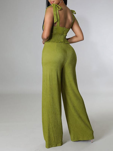 Solid Tie-Shoulder Jumpsuit--Clearance