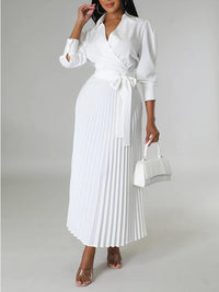 Indiebeautie Solid Pleated Shirt Dress