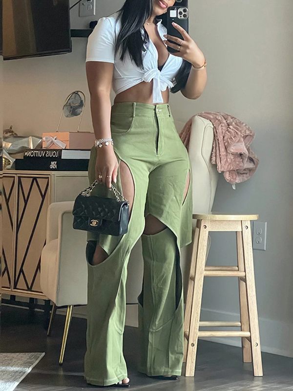 Indiebeautie Solid Cutout Pants