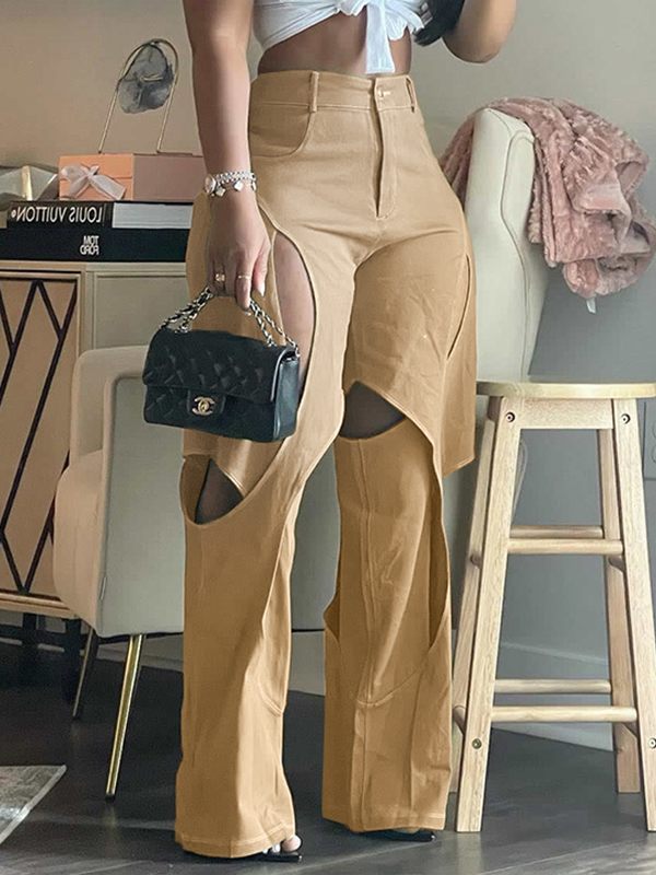 Indiebeautie Solid Cutout Pants