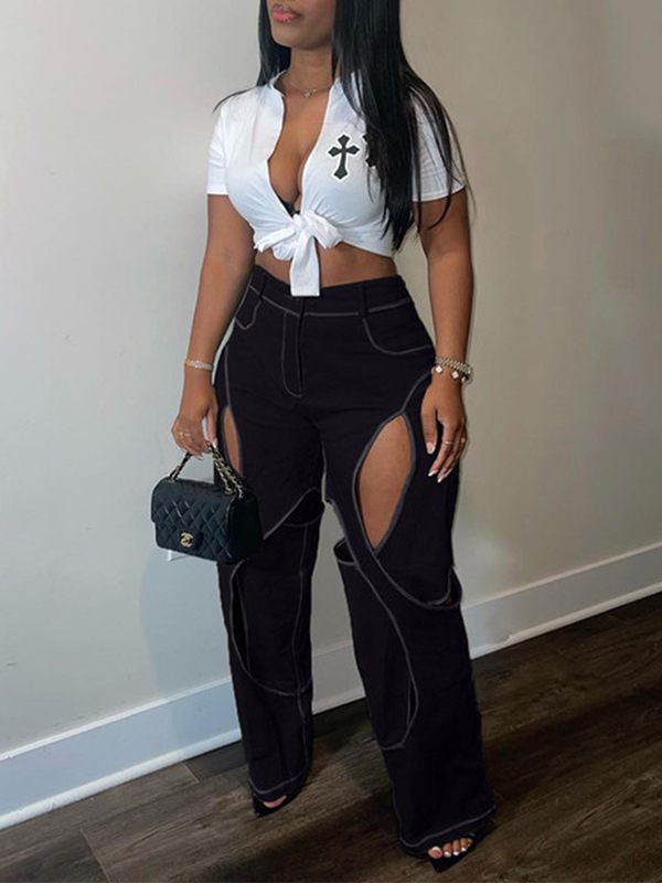 Indiebeautie Solid Cutout Pants
