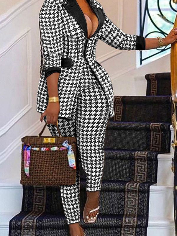 Indiebeautie Houndstooth Blazer & Pants Set