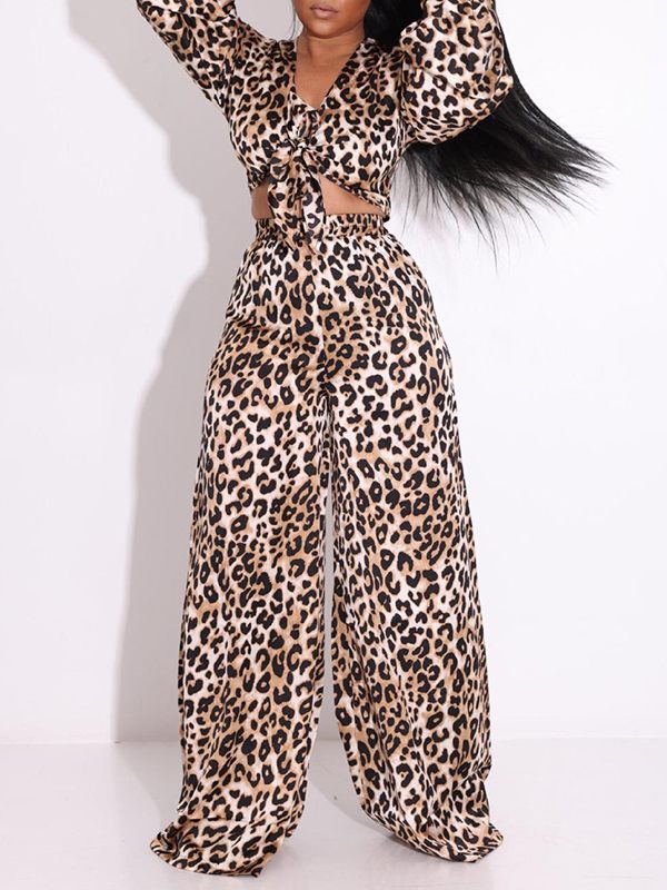 Leopard Tied Top & Pants Set