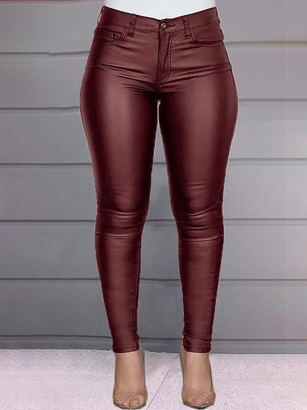 Faux-Leather Skinny Pants--Clearance