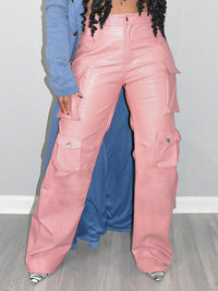 Indiebeautie Faux-Leather Cargo Pants