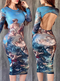 Printed Open-Back Dress