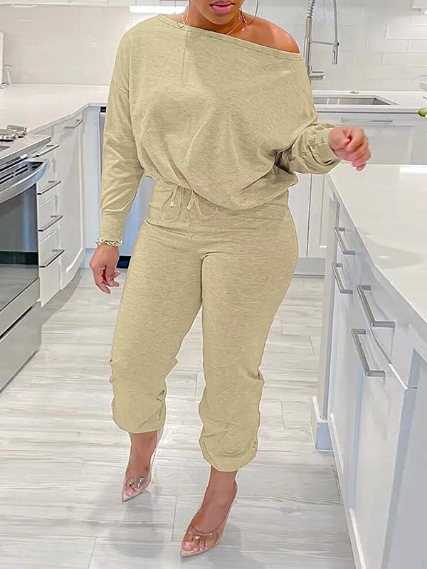 Boat-Neck Sweatshirt & Pants Set