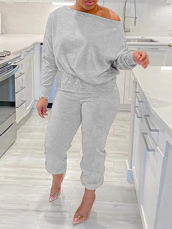 Boat-Neck Sweatshirt & Pants Set