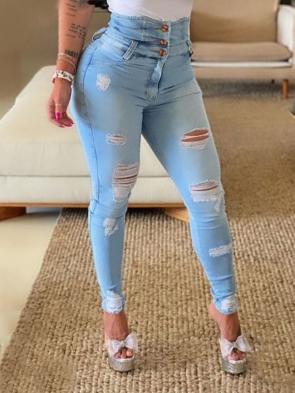 Indiebeautie High-Waist Ripped Jeans