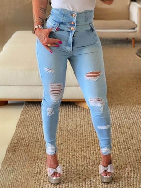 Indiebeautie High-Waist Ripped Jeans