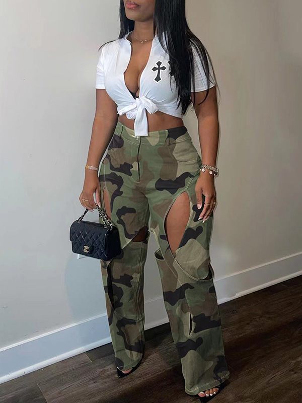 Camo Cutout Pants