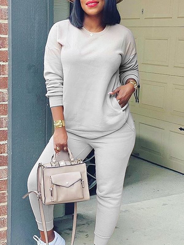 Indiebeautie Solid Sweatshirt & Jogger Pants Set