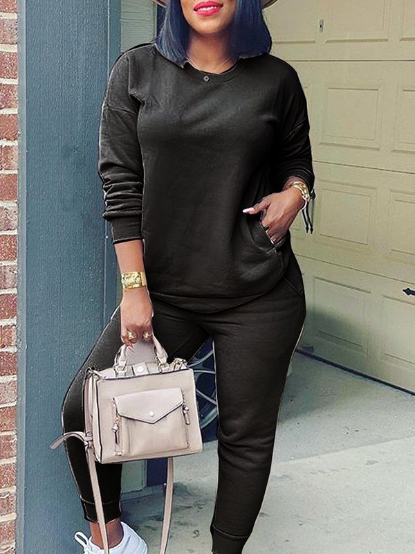 Indiebeautie Solid Sweatshirt & Jogger Pants Set