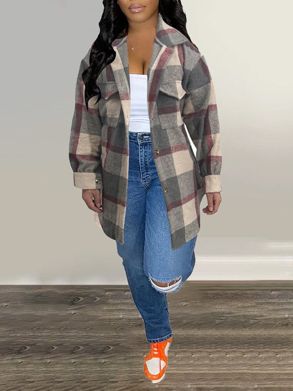 Plaid Shirt Jacket--Clearance