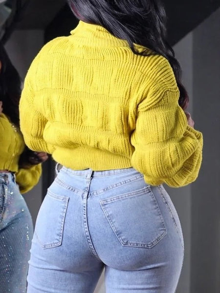 Solid Zip-Front Sweater--Clearance